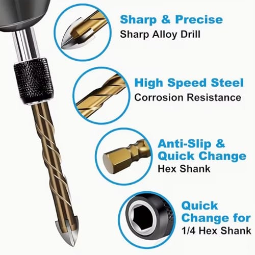 Masonry Drill Bit Set - Carbide Tip 7pcs 3mm-12mm