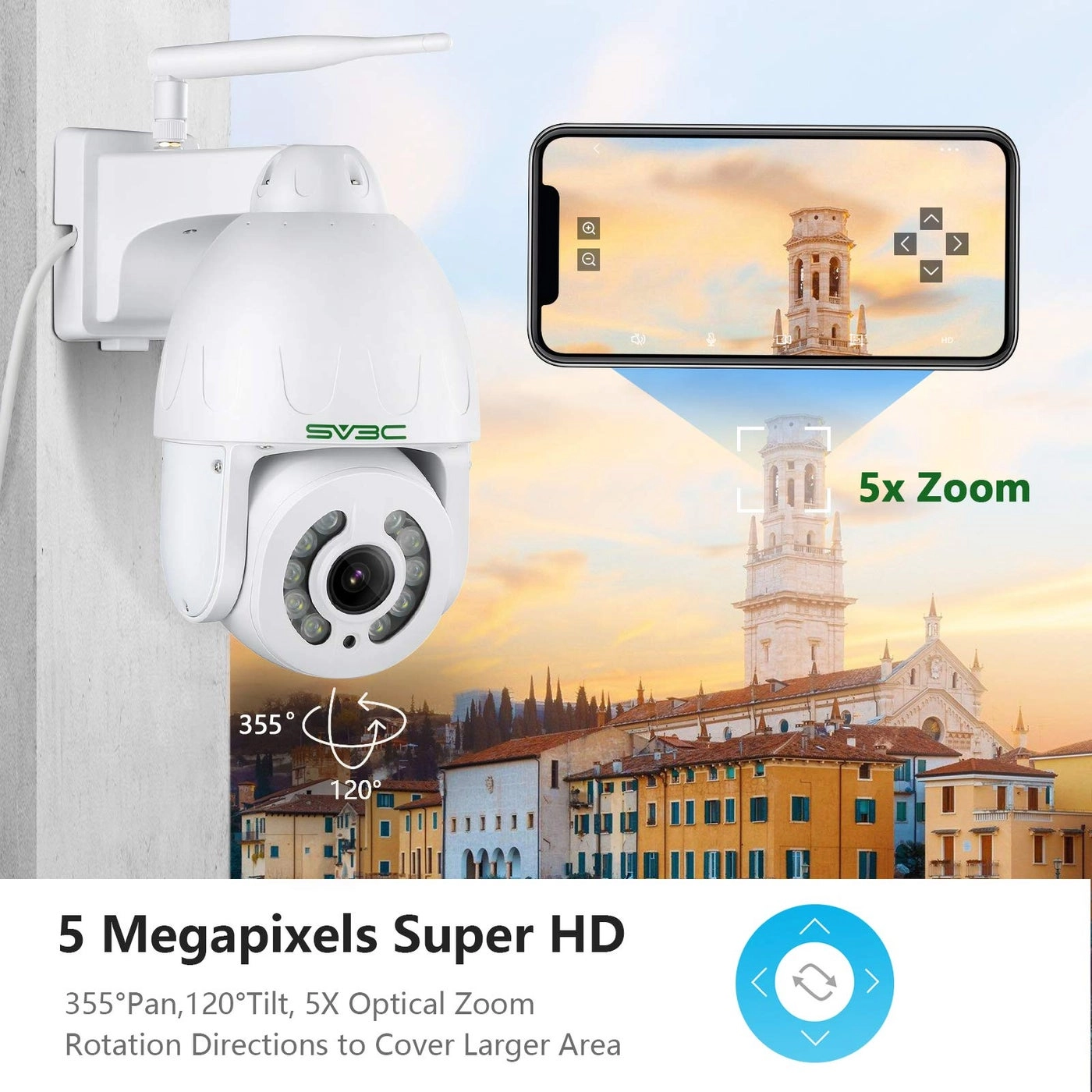 PTZ WiFi Security Camera 5MP