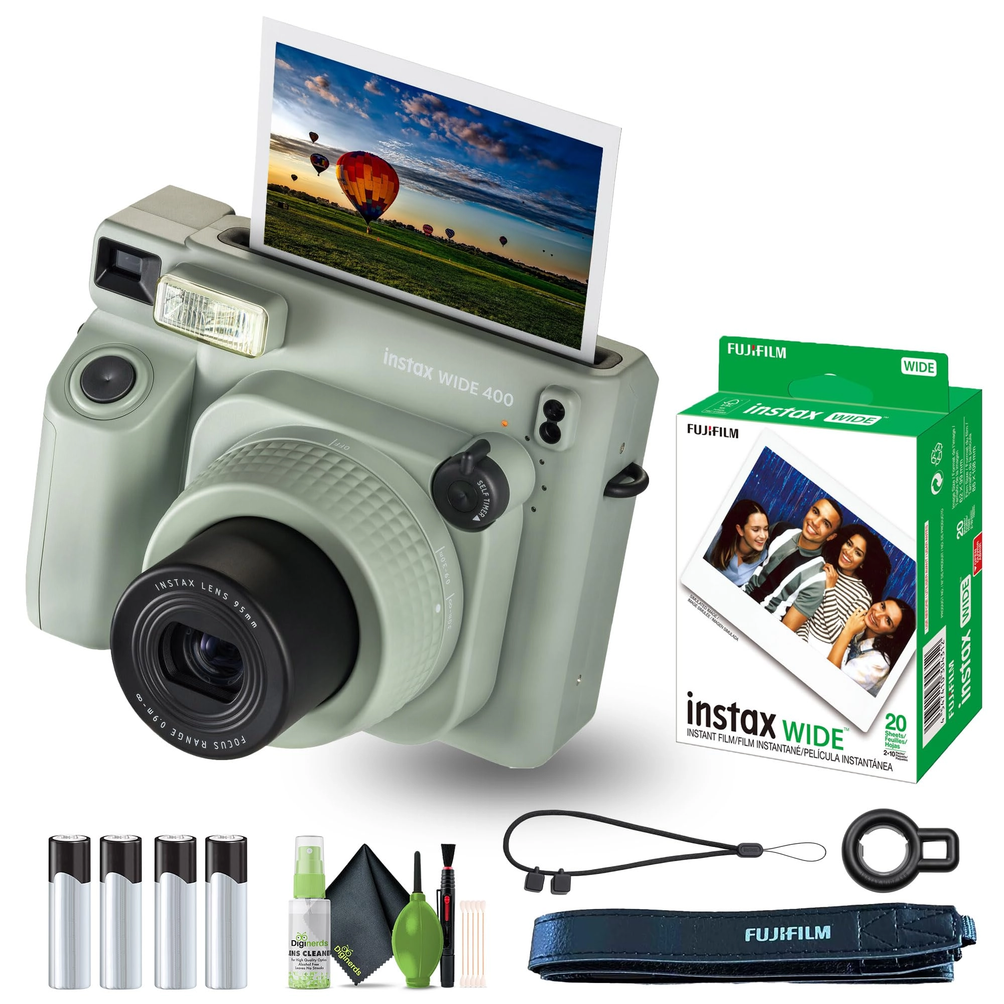 Instax Wide 400 - Sage Green + Instax Wide Instant Film - 40 Sheets