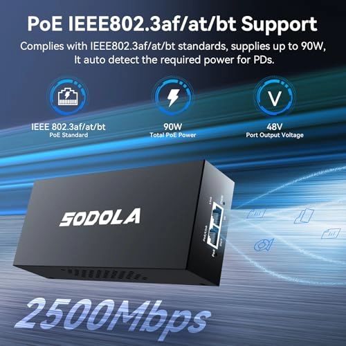 SL-2.5G-N901 - 1 PoE port 90W IEEE802.3af/at/bt 2.5Gbps