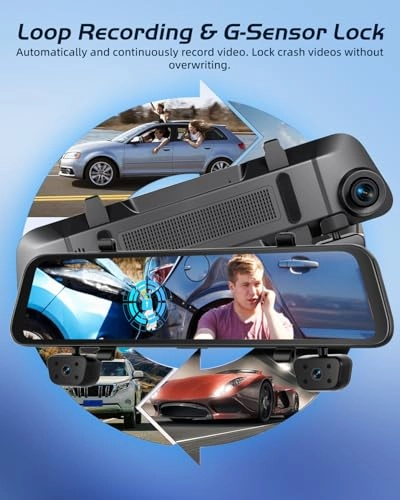 4-Channel Rear View Mirror Dash Cam - 1080P