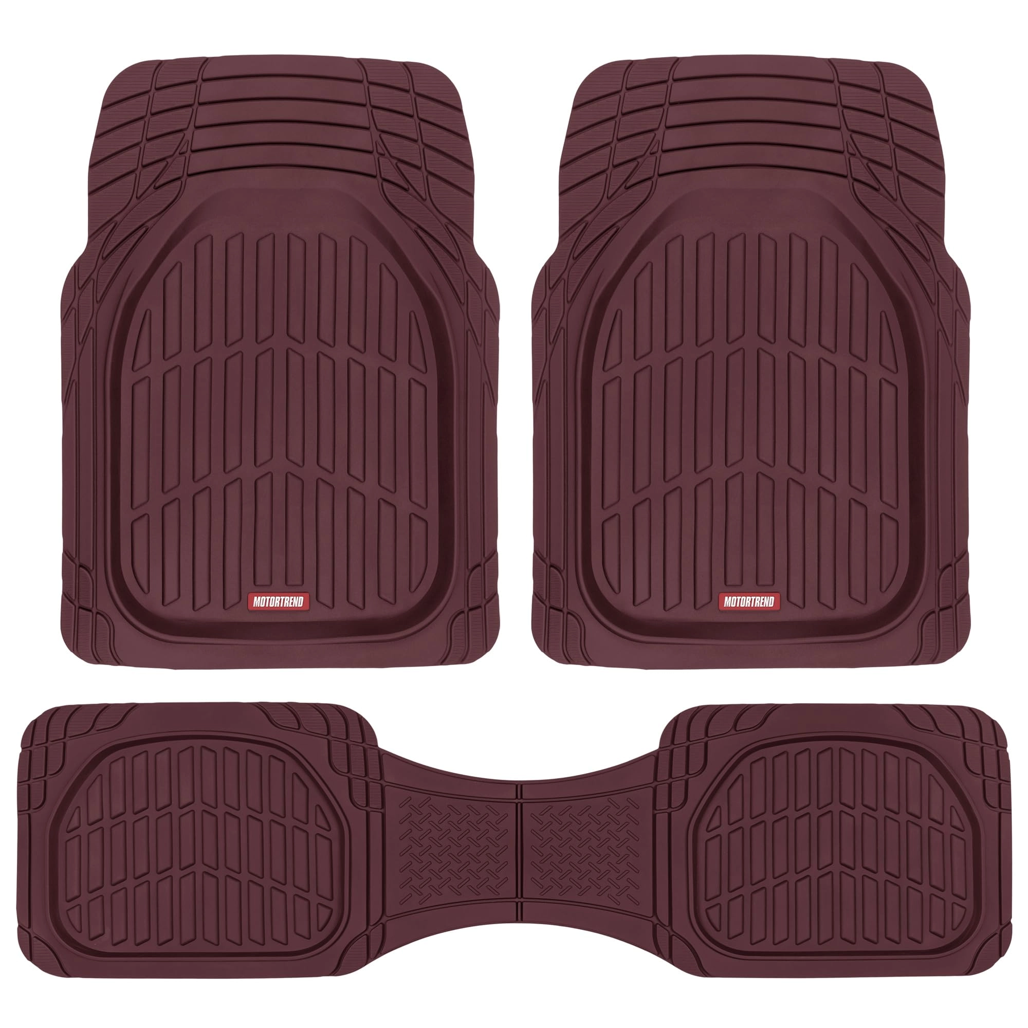 BDK FlexTough Floor Mats - Burgundy All-Weather Universal Fit