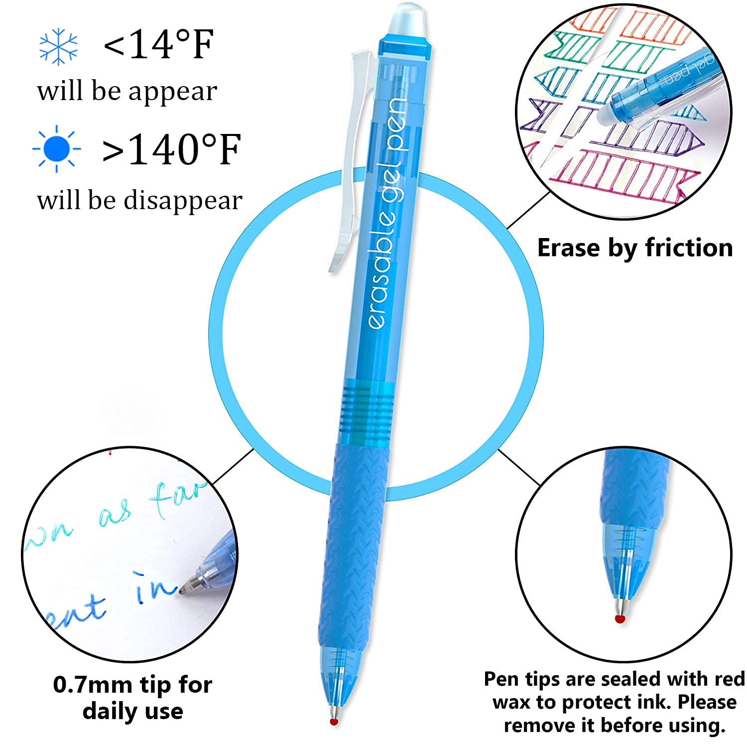 Retractable Erasable Gel Pens - 18 0.7mm