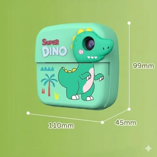 Dinosaur Theme Instant Print Kids Camera - Zero-Ink Thermal Green