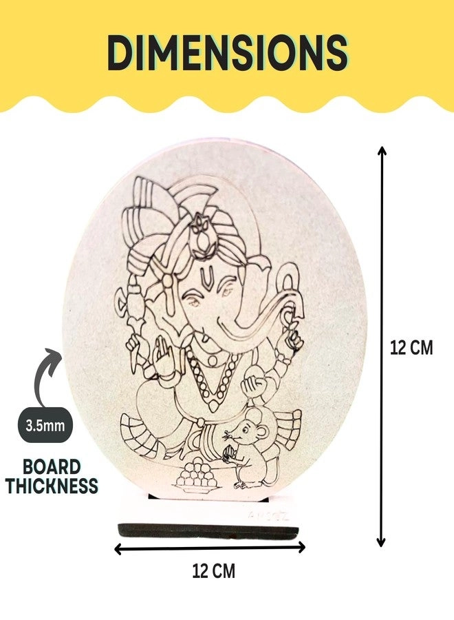 Pre-Marked Ganesha Cutout - Wooden DIY Craft Kit Water Color Included