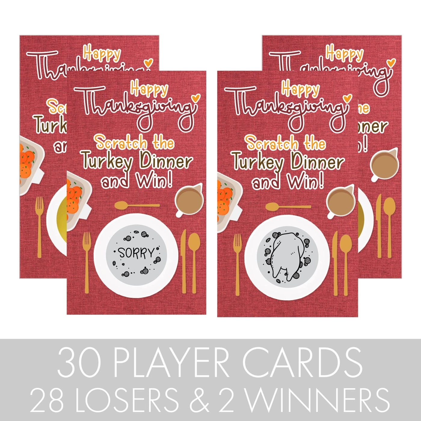 Thanksgiving Party Game - 30 Game Cards