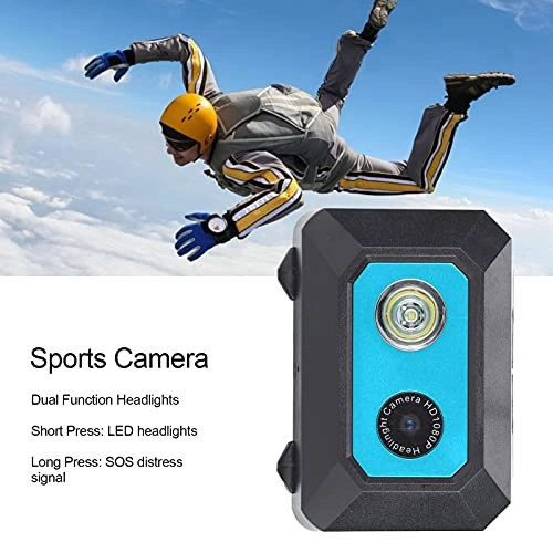KOSDFOGE Sports Camera Mini High Definition Camera with LED Searchlight and High Elastic Headband(Blue)