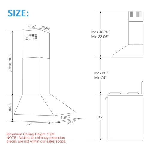 Wall Mount Range Hood - 900 CFM