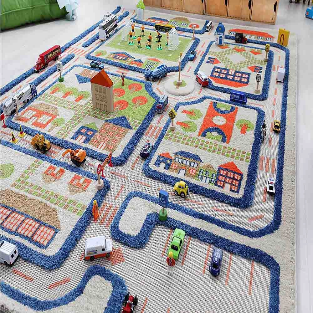 Traffic Design Educational 3D Carpet Playmat - Traffic Blue 12 months