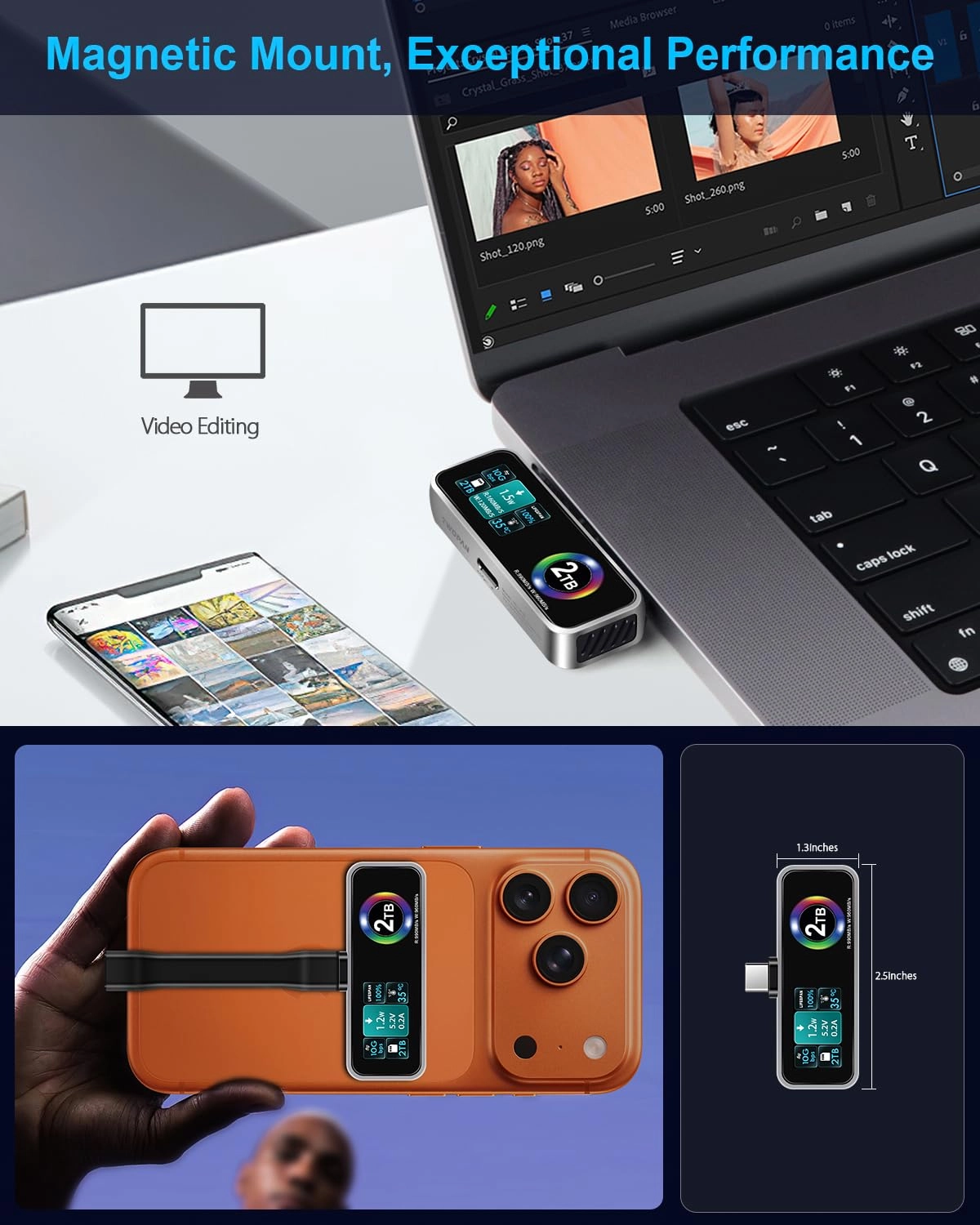 Magnetic Portable iPhone SSD - 2TB