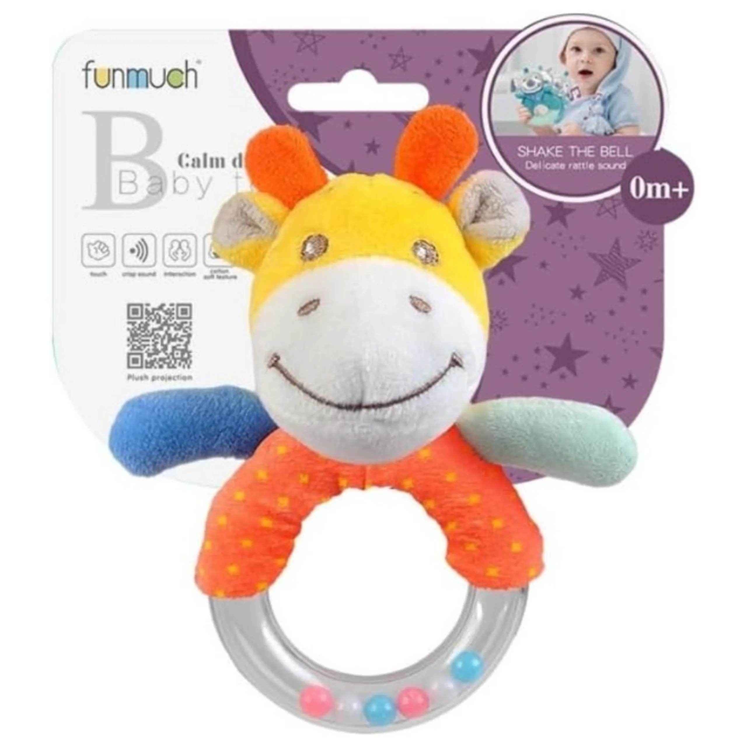 Giraffe Soothe Rattle Toy - Suitable for 0 month & above 100% durable polyester