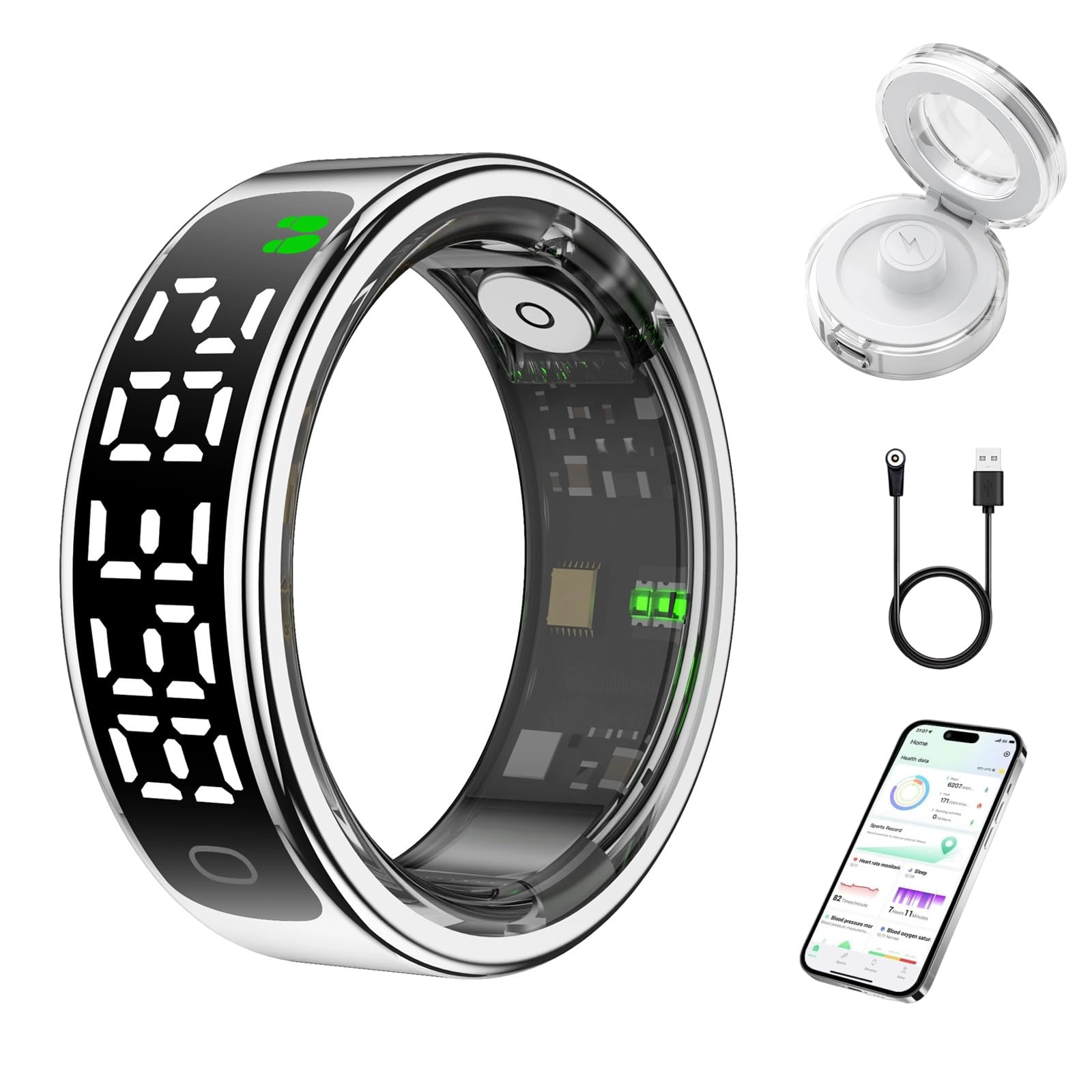 PNNDSST Smart Ring - Silver 11# 5ATM Waterproof