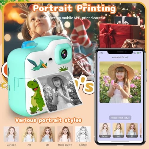 Kids Rechargeable Camera Instant Print - 1080P 2.4" LCD 32GB