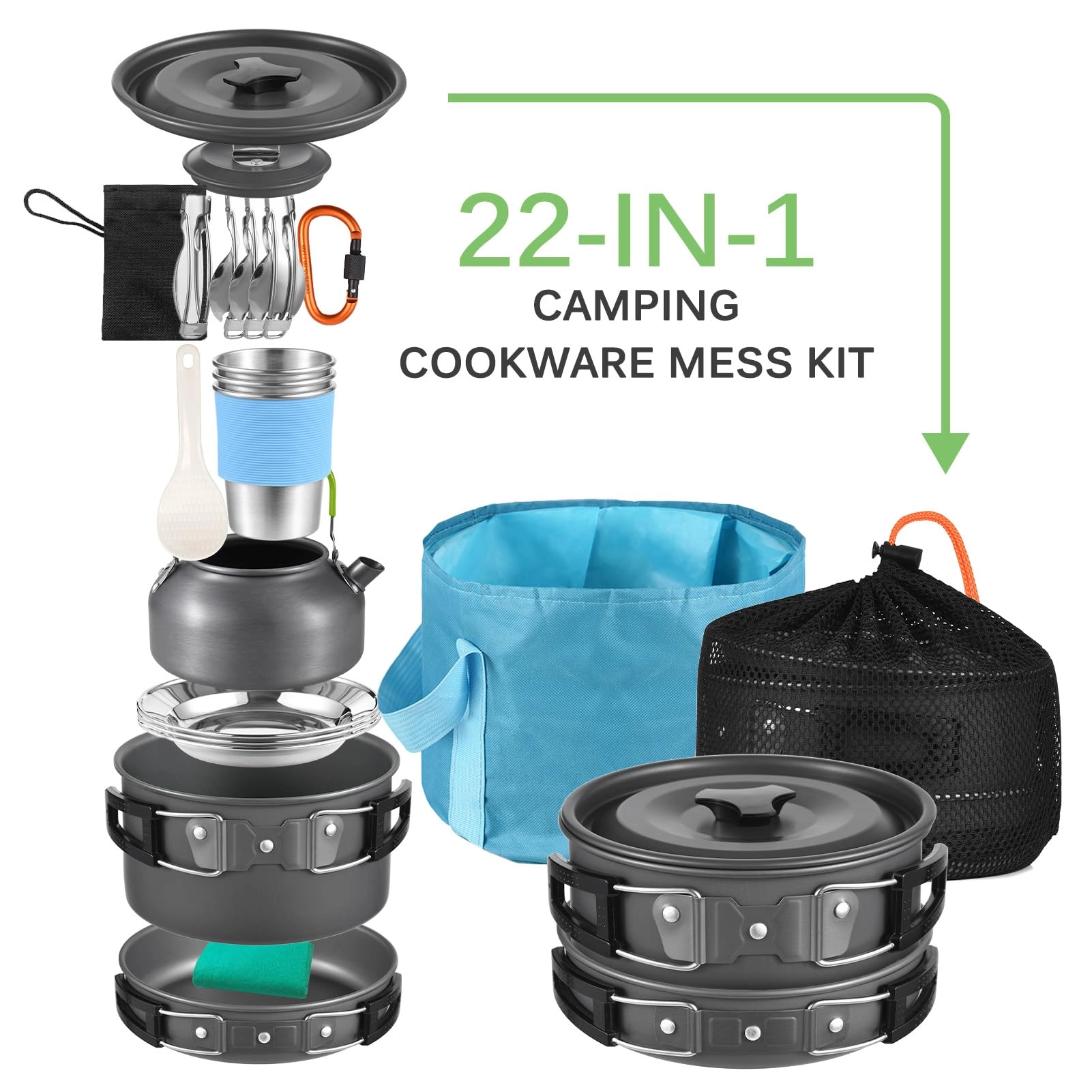 Camping Cookware Kit - 22PCS 2L