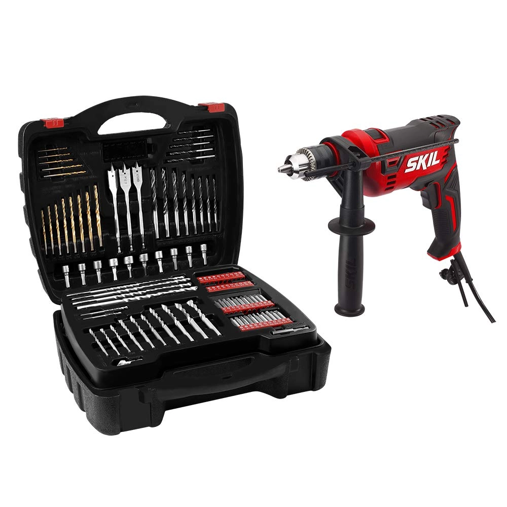 Skil 7.5 Amp 1/2-in Corded Hammer Drill - 100pc Drill Bit Set Variable Speed
