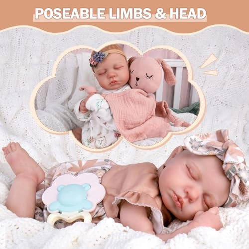 Reborn Baby Doll - 20-Inch Baby Girl Poseable Limbs Kit Ages 3+