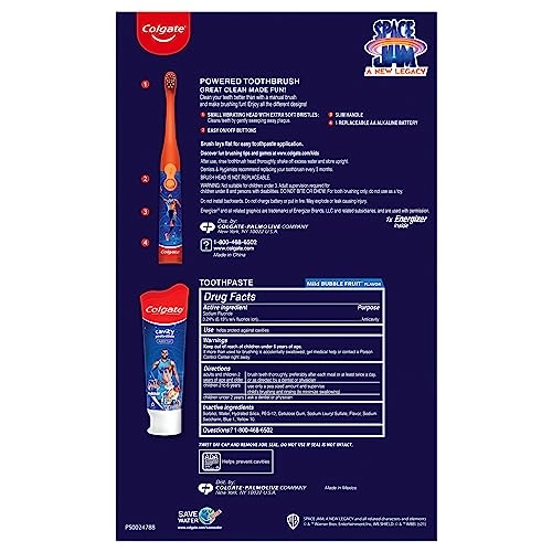 Kids Battery Toothbrush - Battery Powered 2 Count + Kids Toothpaste