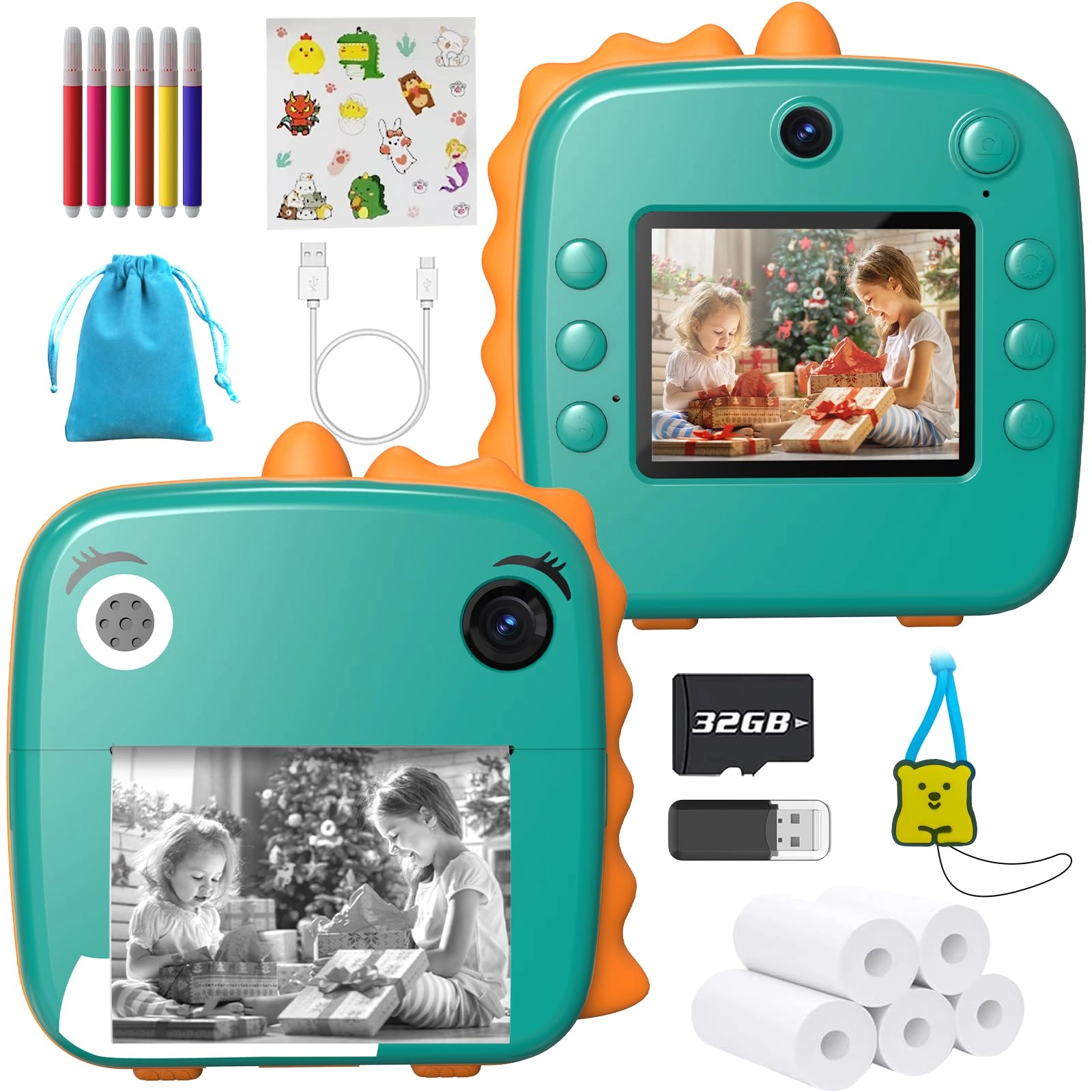 MFLABEL Kids Instant Print Camera - 1080P 2.4" HD screen