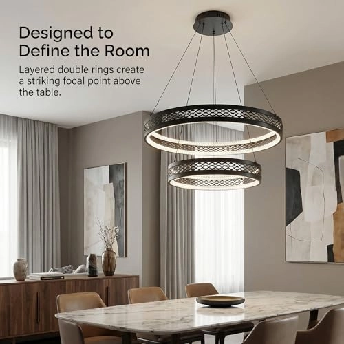 Double Circle LED Chandelier - 3000K–6000K Dimmable
