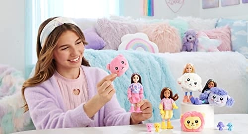 Barbie Cutie Reveal Cozy Cute Tees Series Chelsea Doll - Plush Lion Brunette Ages 3+