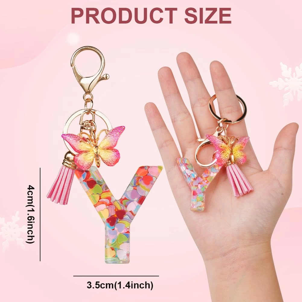 Initial Letter Keychain - Butterfly