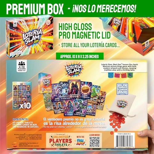 Lotería Slam Next Gen - English, Spanish 13 years and up 54 Card Deck Adult