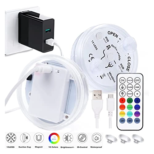 Underwater Submersible LED Lights - 13 LEDs IP68 USB Rechargeable