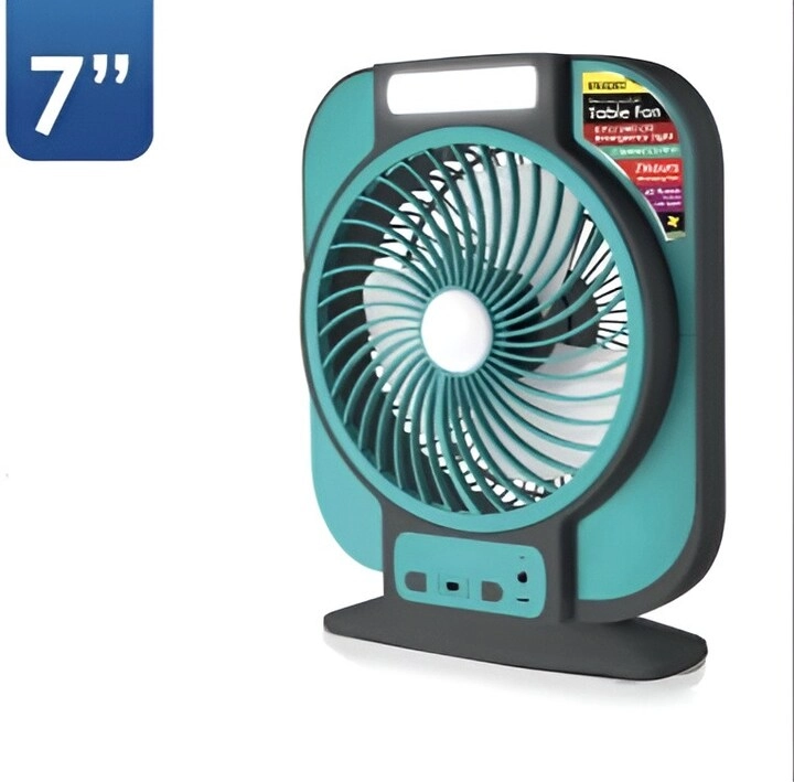 Silvonix Portable Table Fan with LED Light - 7 Inch 3000mAh 3 Speed