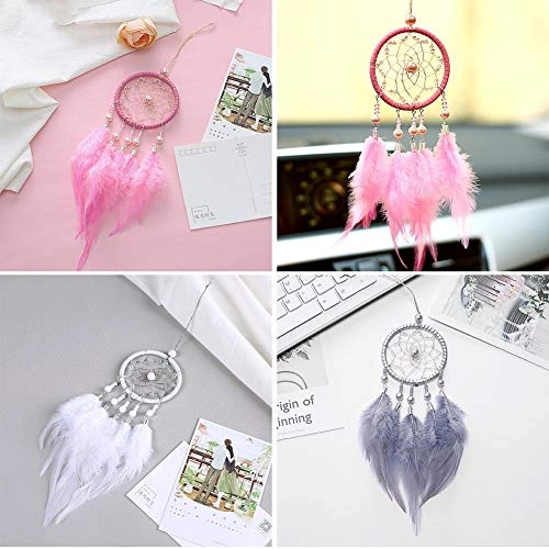 Dreamcatcher - woolen yarn, iron hoops, wood beads, feathers