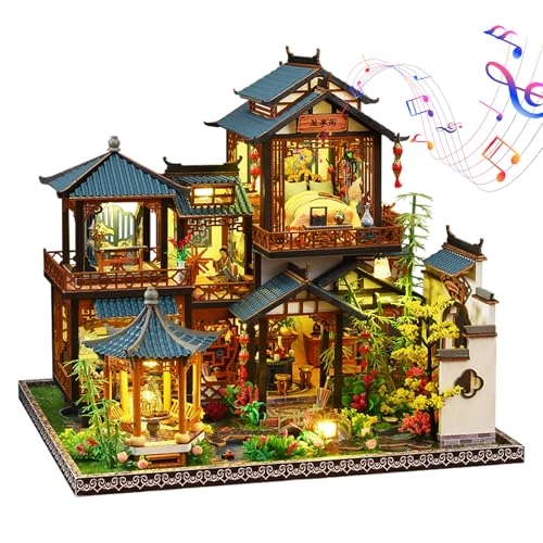 Plustopoy Villa Tiny House Kit - Wooden LED Light