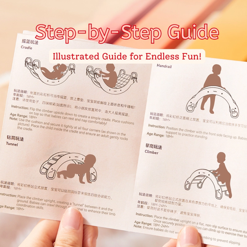 Rainbow Wooden Climber - 4-in-1 With Cushion