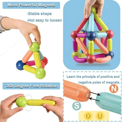 Plastic Magnetic Balls and Rods Set - 32 pcs