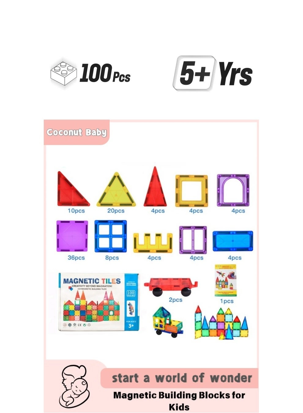Magnetic Building Blocks - 100pcs