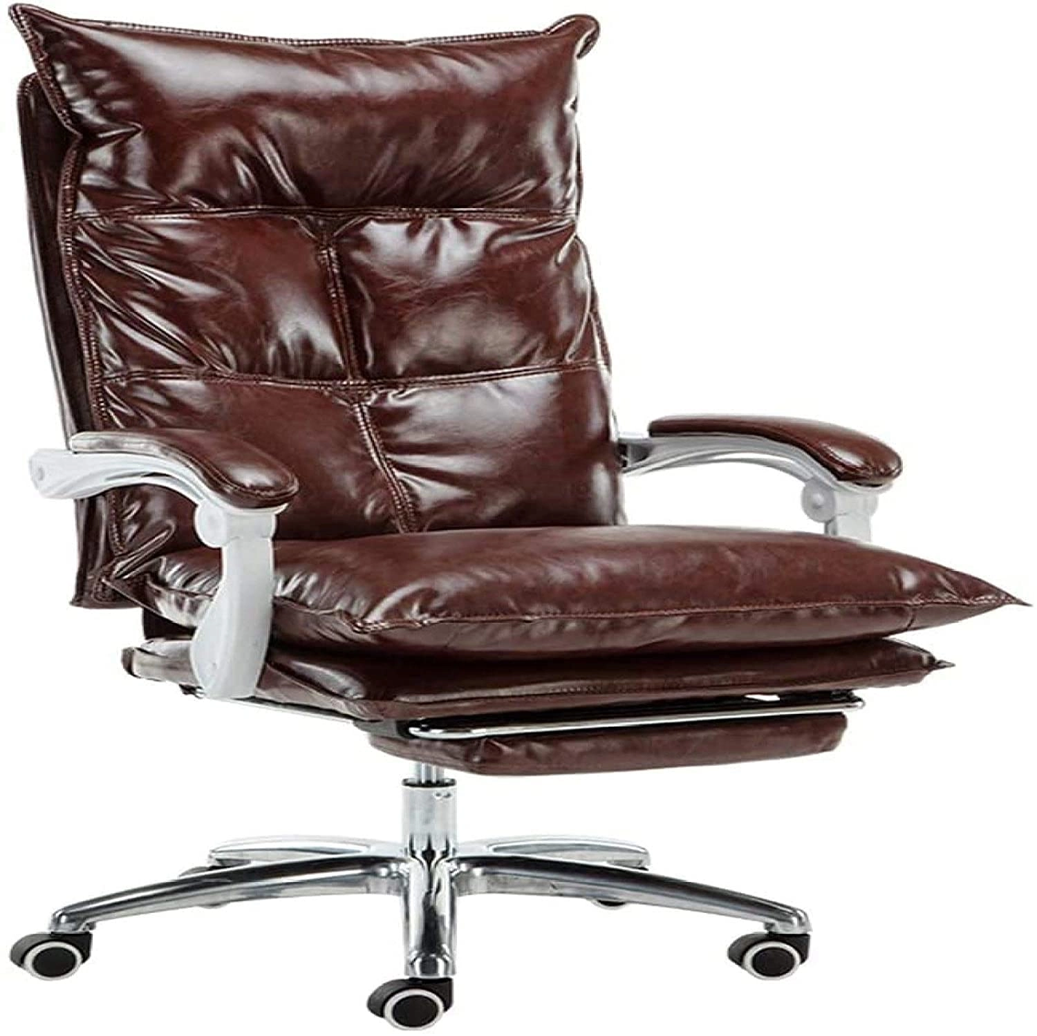 Desk Chair - PU Leather Brown High Back