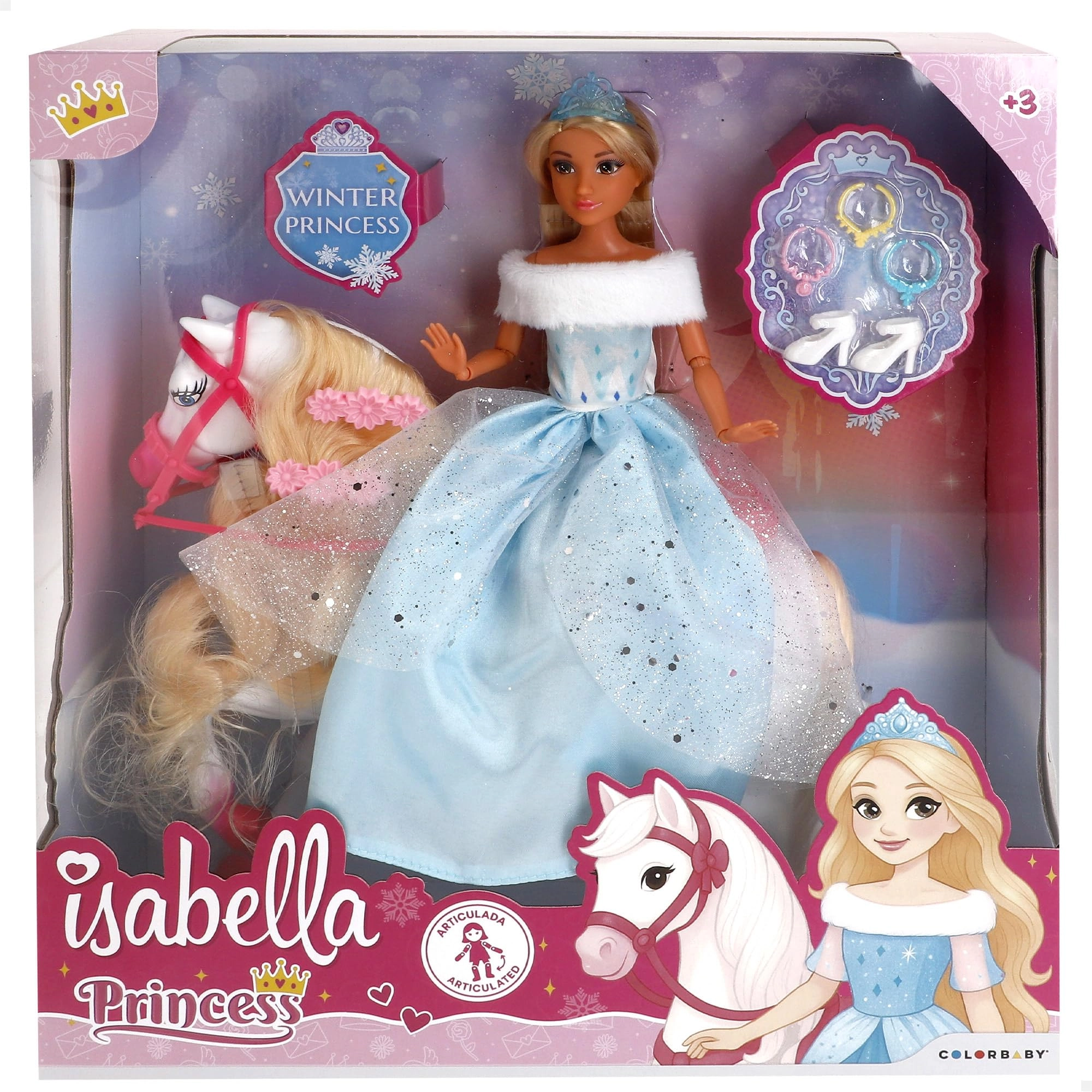 COLORBABY Isabella Princess Doll - 30 cm white horse Ages 3+