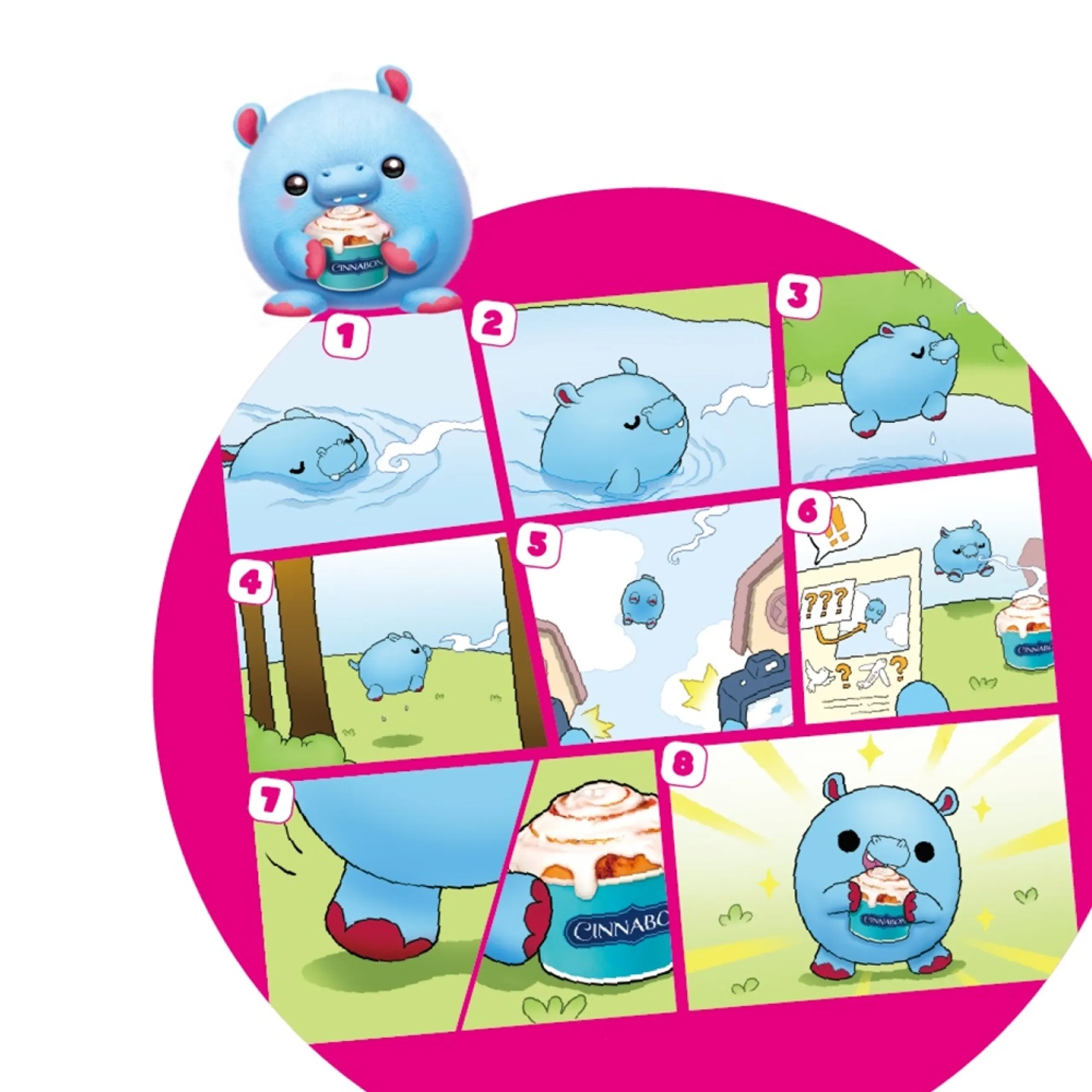 Hugh The Hippo - 35 cm Plush + Cinnabon