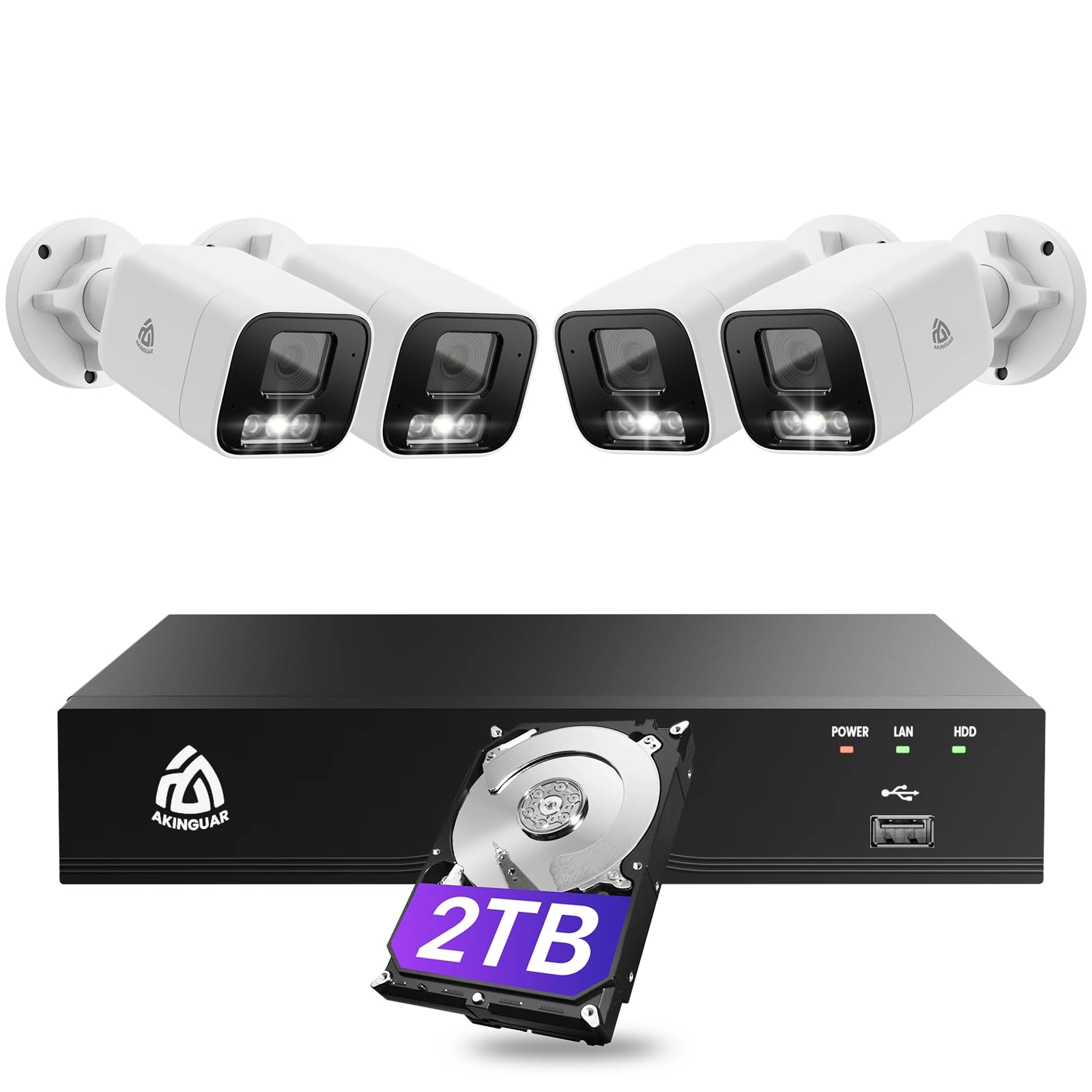 Ansjer Electronics Co., Ltd. 4K NVR - 8CH 2TB + 5MP PoE IP Camera - 4 x Outdoor