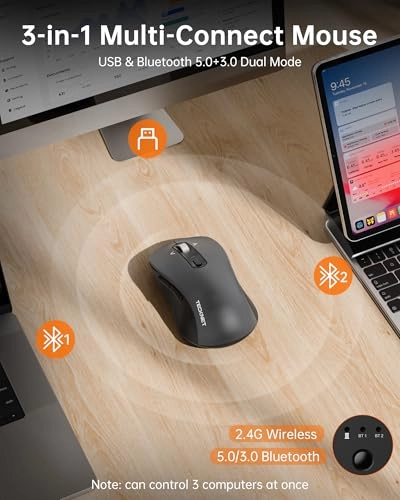 Multi-Device Slim Optical Mouse - Bluetooth, USB