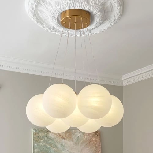 Milk glass bubble chandelier - 70.87inch