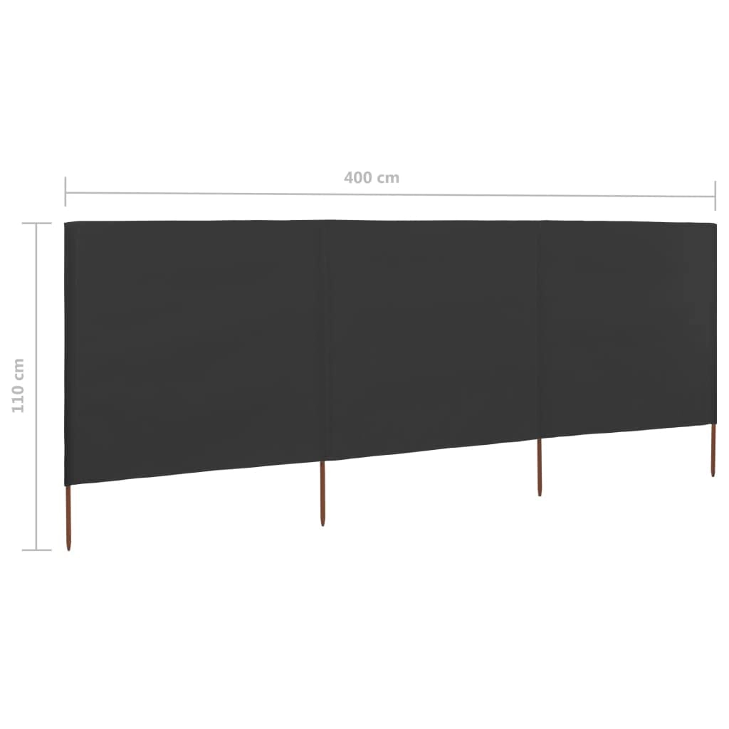 3-Panel Folding Wind Screen - 400x80cm Anthracite