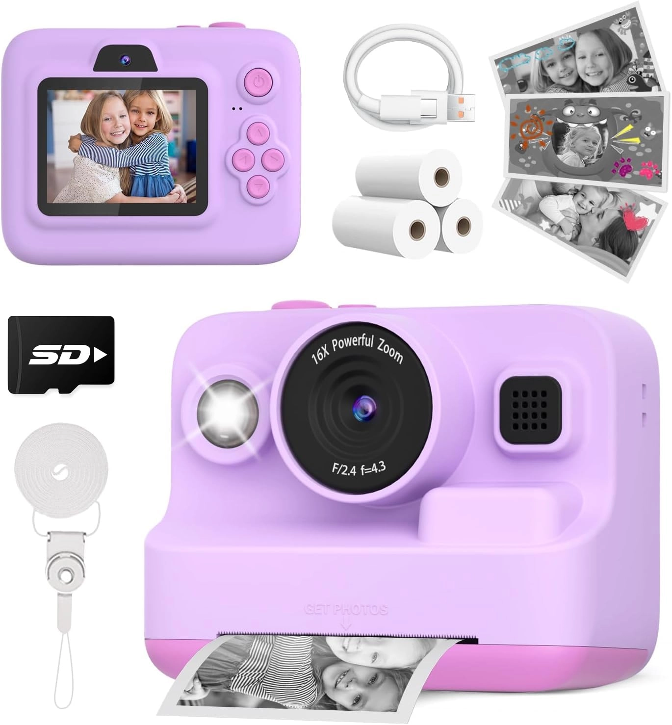 Yehtta Instant Print Camera - 2.4in 1080P 32G