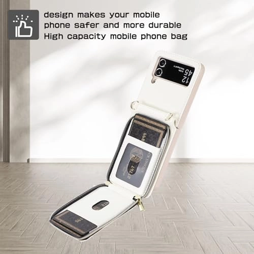 Miagon Case - Faux Leather Zipper Purse Wallet Phone Cover for Samsung Galaxy Z Flip4