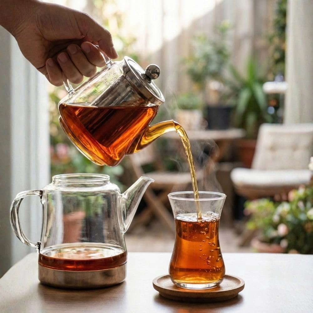Borosilicate Glass Turkish Tea Maker Set (Çaydanlık) - Borosilicate Glass 450ML 1500ML