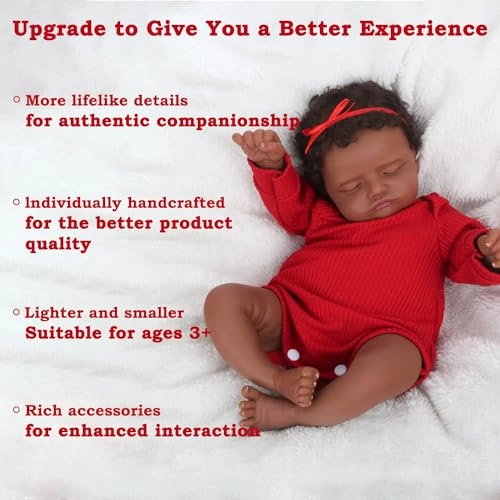 Reborn Baby Doll - 18 Inch African American Sleeping Newborn Ages 3+