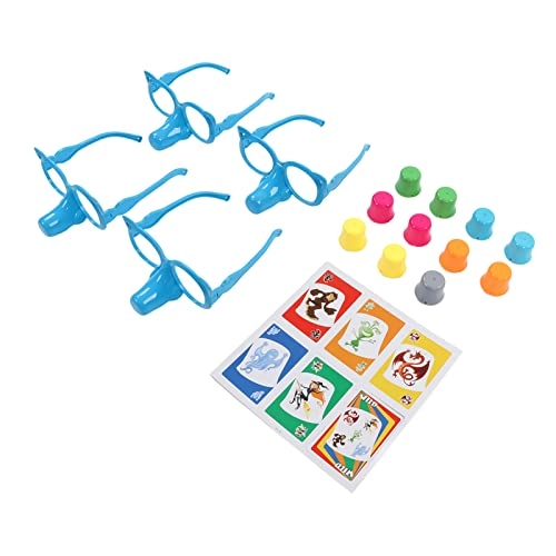Growing Nose Tabletop Game - 4 Assemble Glasses 24 Cards 11 Nose Covers