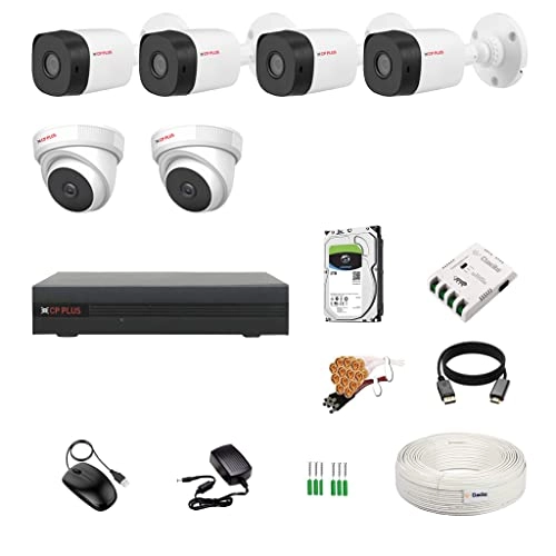 CP Plus 8 Channel DVR + 2.4MP Dome & Bullet Camera + 2TB HDD + CCTV Coaxial Cable Roll + 8 CH Power Supply + BNC & DC Connectors Kit
