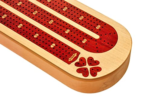Continuous 4 Track Cribbage Board - Blood Wood Maple Wood