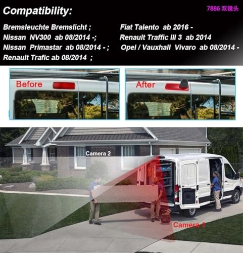 Reversing Camera + LCD Colour Display Monitor - Night vision AHD video signal or CVBS signal 1280 x 720 pixels