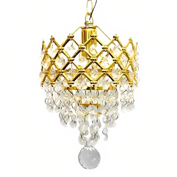 Round Crystal Chandelier Jhoomer - 15W Golden