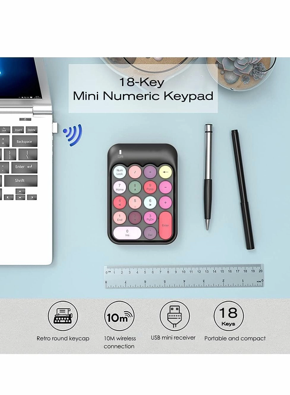 Numeric Keypad - Mechanical Wireless 18 Keys